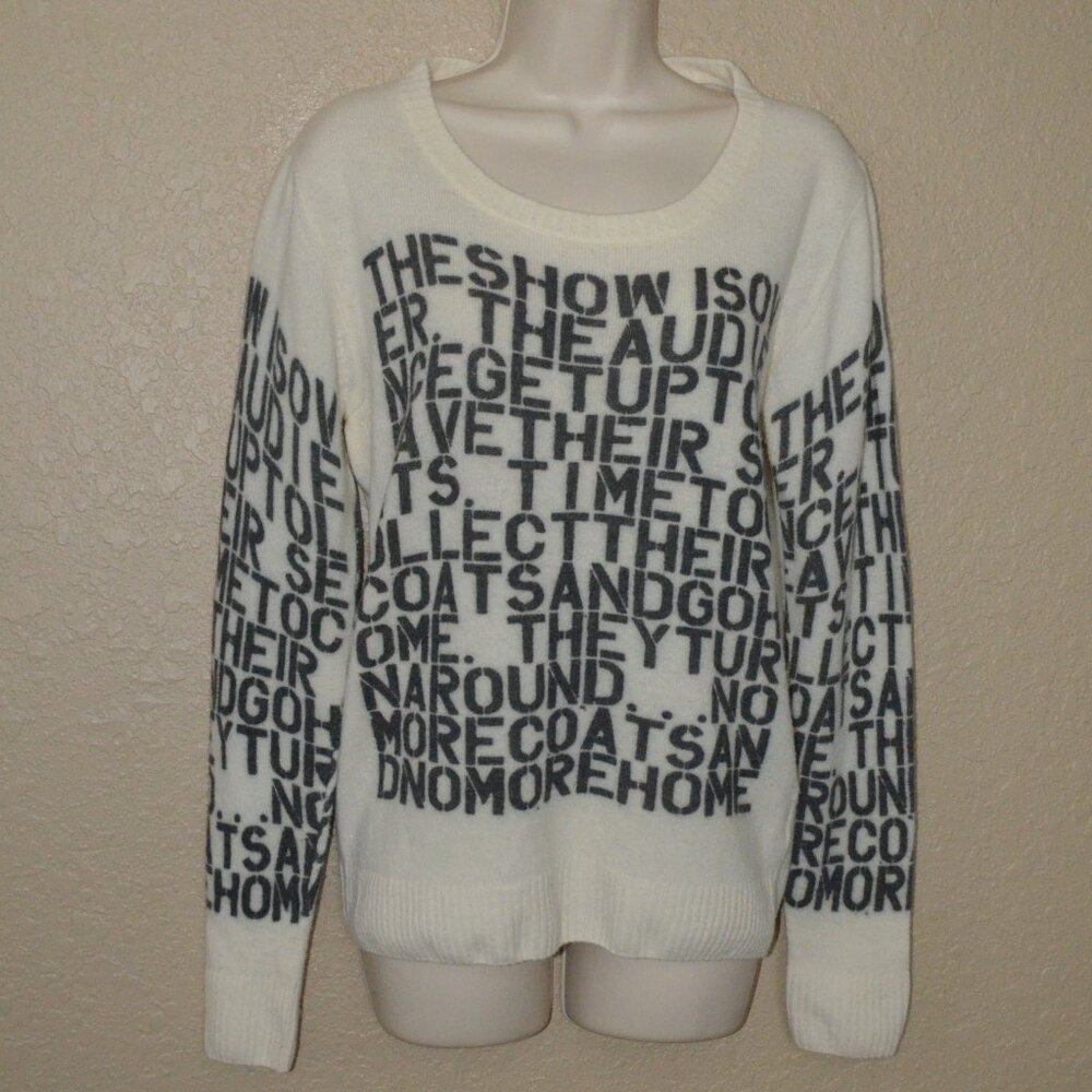 Sz S Printed Artworks Ivory Cream The Show is Over Graphics Cashmere Sweater